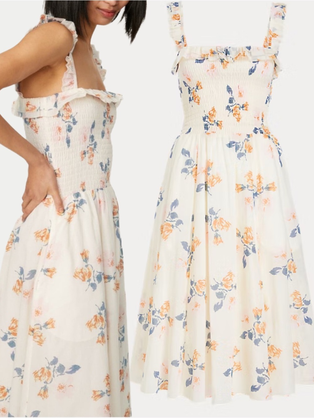 Polo Ralph Lauren Evelyn Floral Cotton Midi Dress Medium NWOT